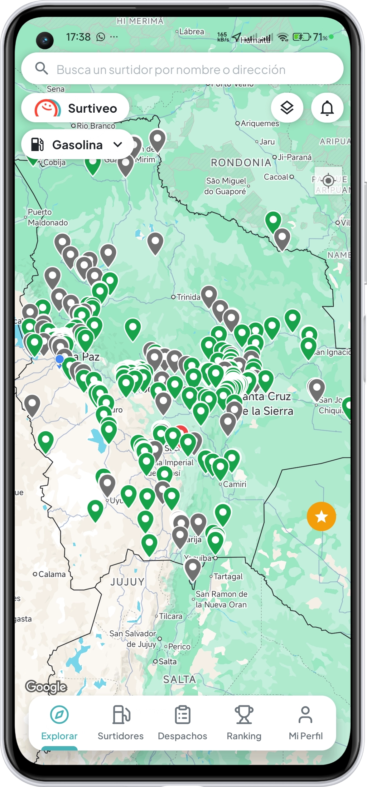 Mapa de surtidores